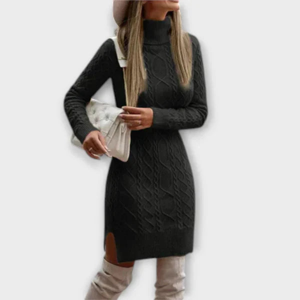 Elegancka dzianinowa sukienka zimowa