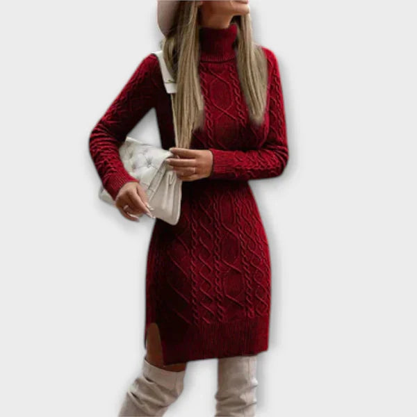 Elegancka dzianinowa sukienka zimowa