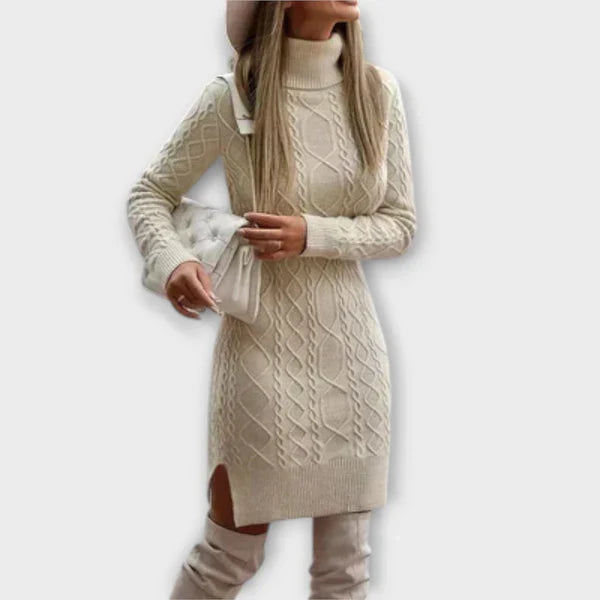 Elegancka dzianinowa sukienka zimowa